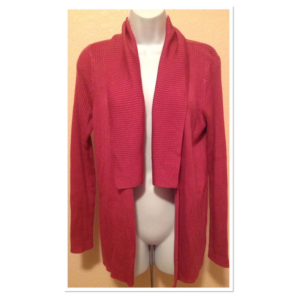 Chico's Pink Ribbed Cardigan Sweater Size 1 (8/10)